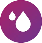 A purple circle with two water drops represents ConvaMax™ Superabsorber's high retention of exudate and bacteria.